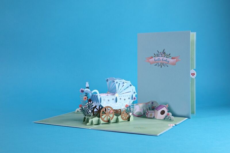 Blue Baby Carriage Lovepop card